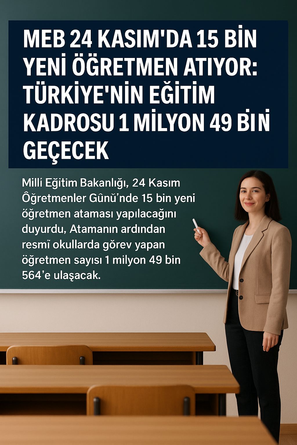 MEB 24 KASIM’DA 15 BİN YENİ ÖĞRETMEN ATIYOR